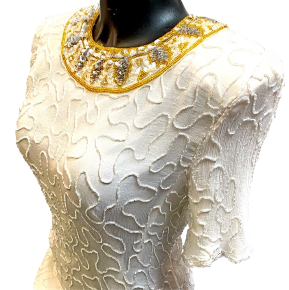 DENISE ELLE Stunning Beaded & Sequins Top